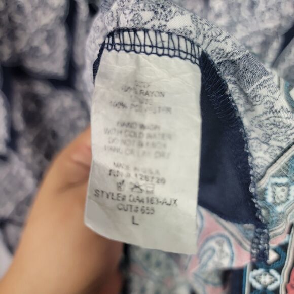 Francesca’s Women’s Alya Bell Sleeve Mixed Print Dress Tie Neck Cutout Hem L - Picture 7 of 10